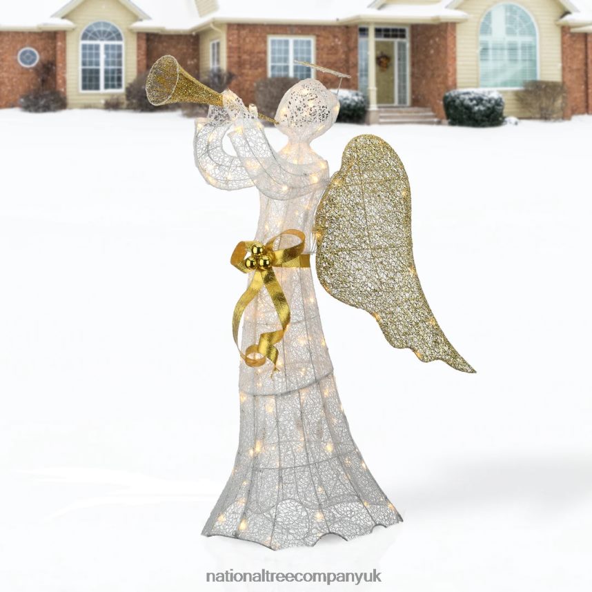 decoration | National Tree Company 51\ Trumpeting Gold and White Angel with Warm White LED Lights F2L4F671